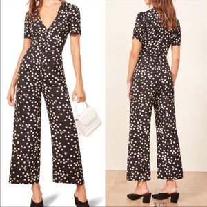 Reformation France Floral Jumpsuit Black White, Women’s Size 2
